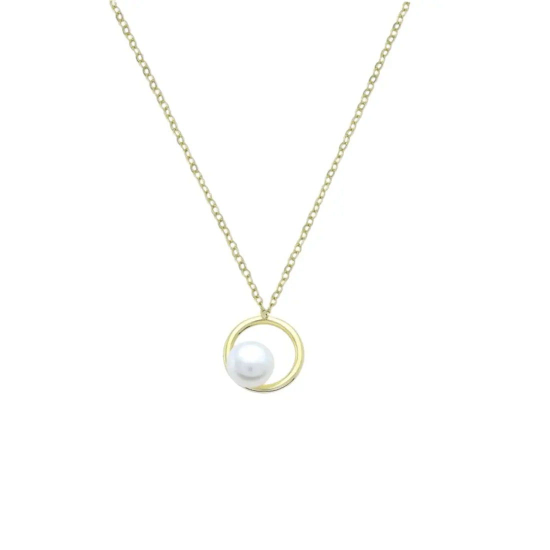 Necklace 9W-KD001-2 Rose Gold Plated Silver with Pearl