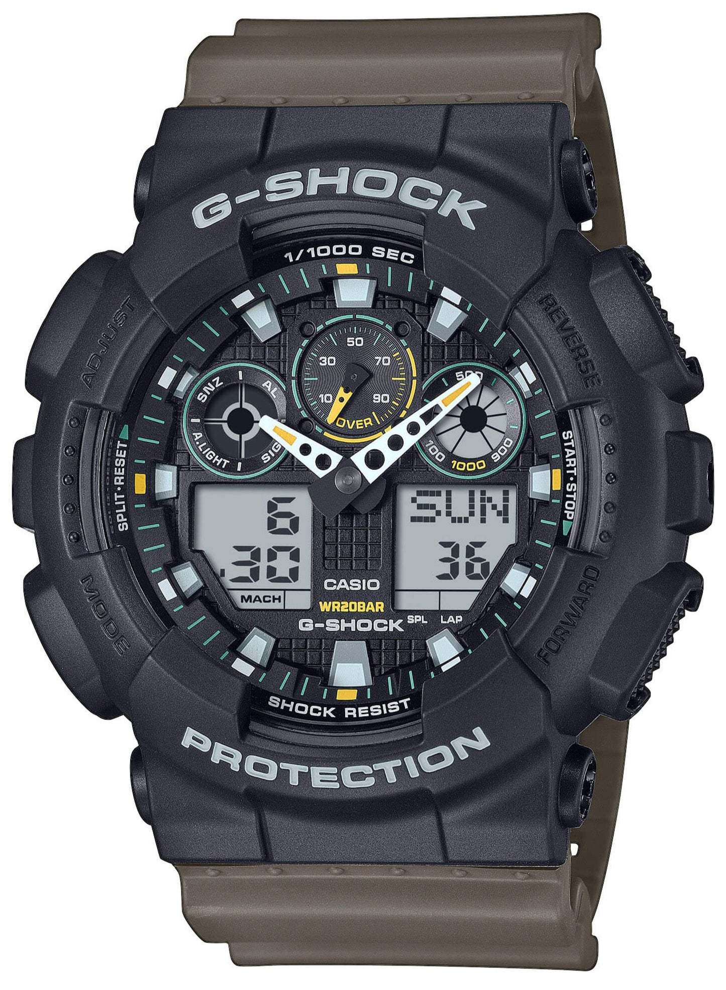 Casio GA-100TU-1A3ER G-Shock Khaki Rubber Strap