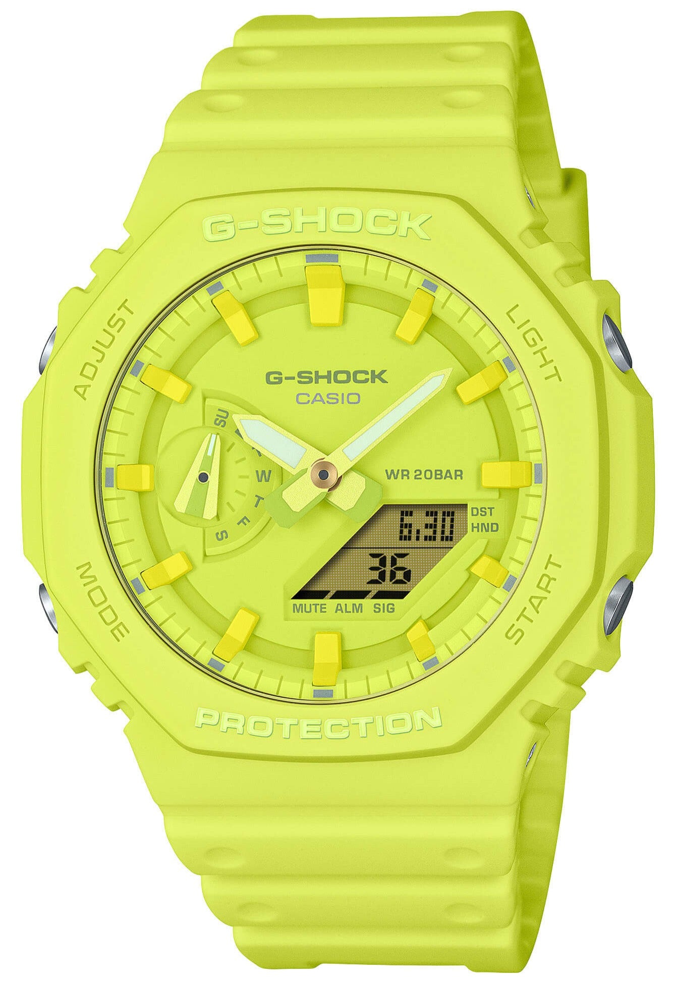 Casio GA-2100-9A9ER G-Shock Anadigi Yellow Rubber Strap