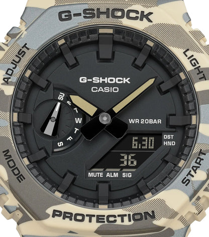 Casio GA-2100CM-5AER G-Shock Camo Beige Rubber Strap