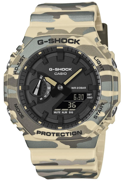 Casio GA-2100CM-5AER G-Shock Camo Beige Rubber Strap