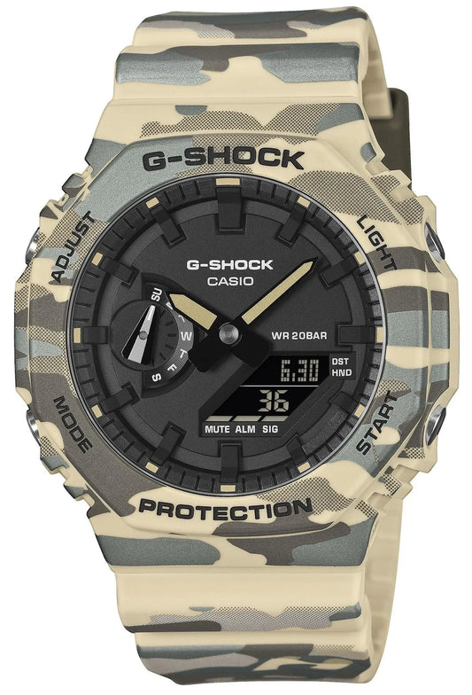Casio GA-2100CM-5AER G-Shock Camo Beige Rubber Strap