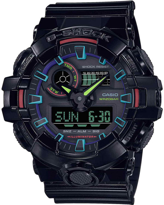 Casio GA-700RGB-1AER G-Shock Black Rubber Strap