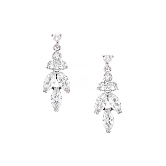 Gloria Hope GH22W-10015 White Zircon Steel Bridal Earrings