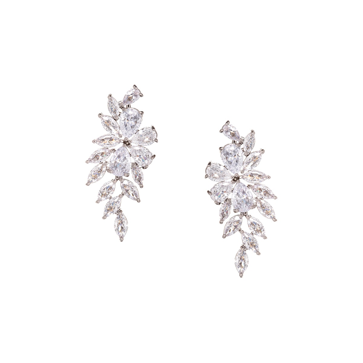 Gloria Hope GH22W-10015 White Zircon Steel Bridal Earrings