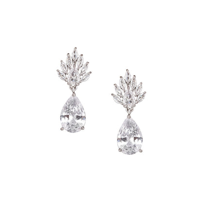 Gloria Hope GH22W-10015 White Zircon Steel Bridal Earrings