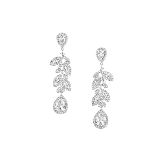 Gloria Hope GH22W-10015 White Zircon Steel Bridal Earrings