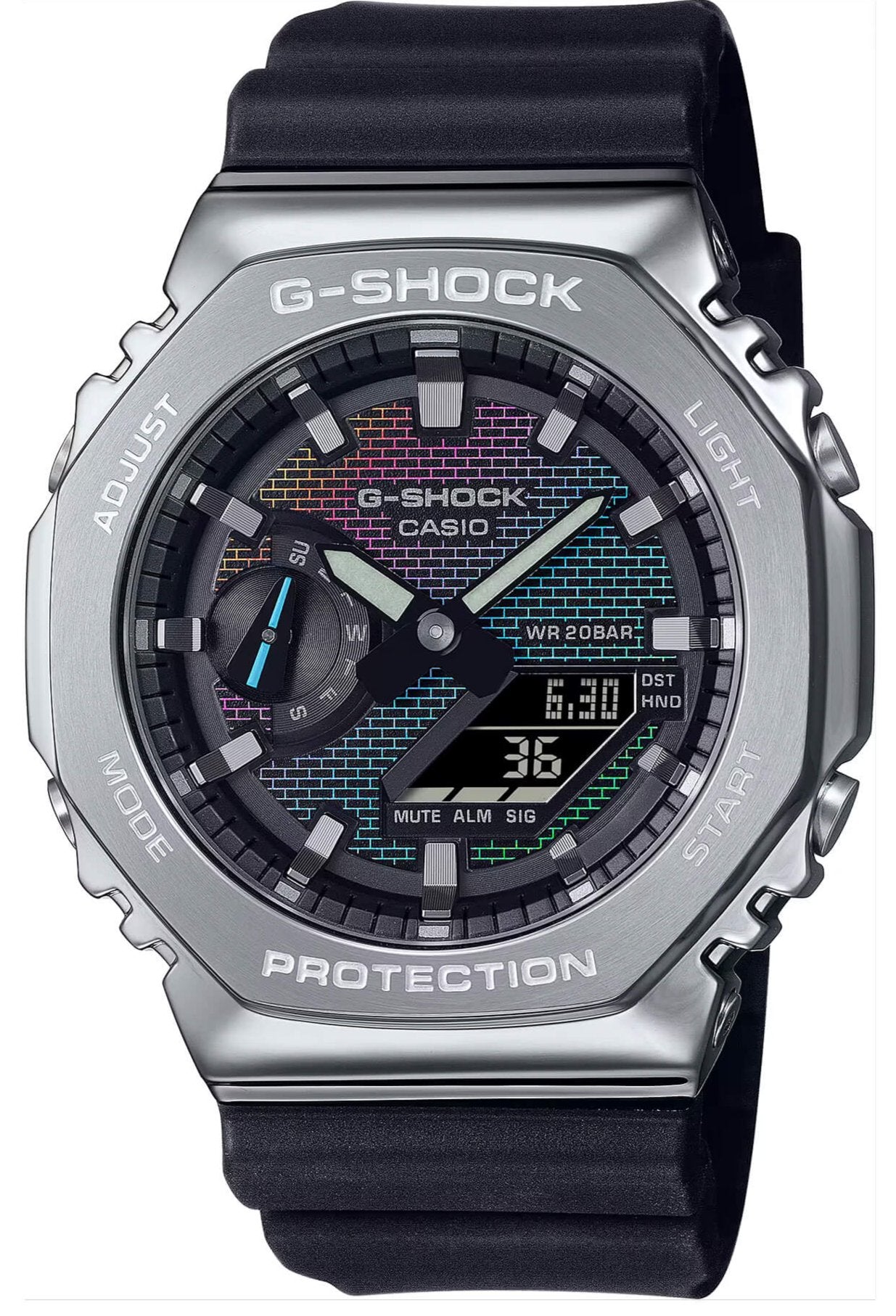 Casio GM-2100RW-1AER G-Shock Anadigi Black Rubber Strap