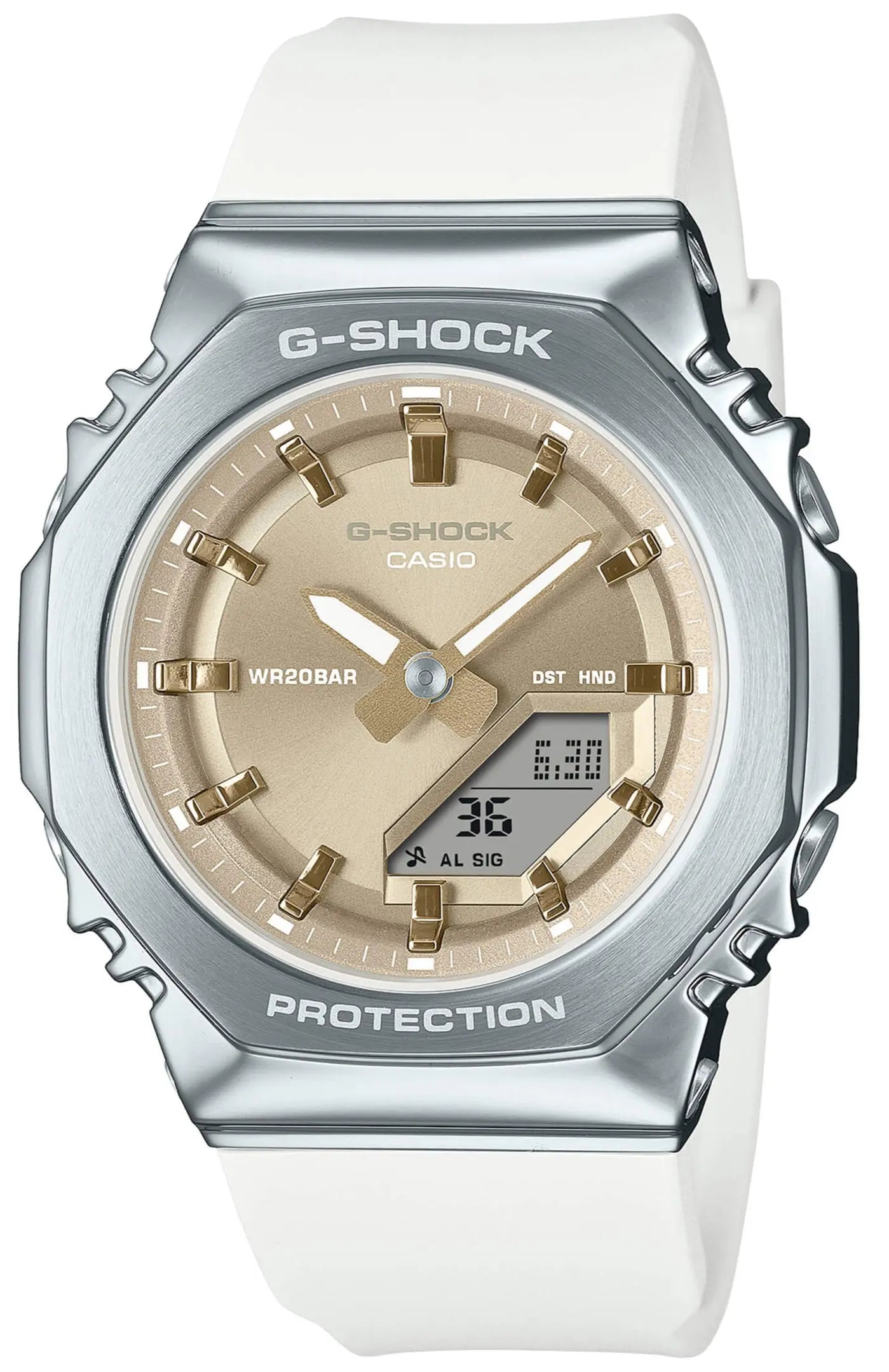 Casio GM-S2110-7A9ER G-Shock Anadigi White Rubber Strap