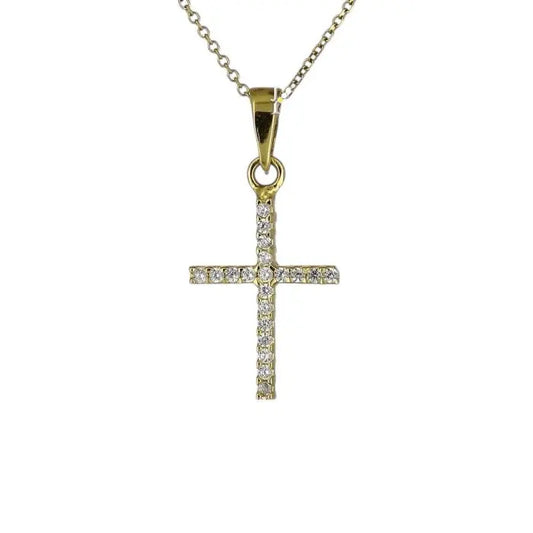 Κολιέ GM1030G Σταυρός Από Επιχρυσωμένο Ασήμι με Ζιργκόν