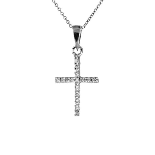 Κολιέ GM1030W Σταυρός Από Επιπλατινωμένο Ασήμι με Ζιργκόν