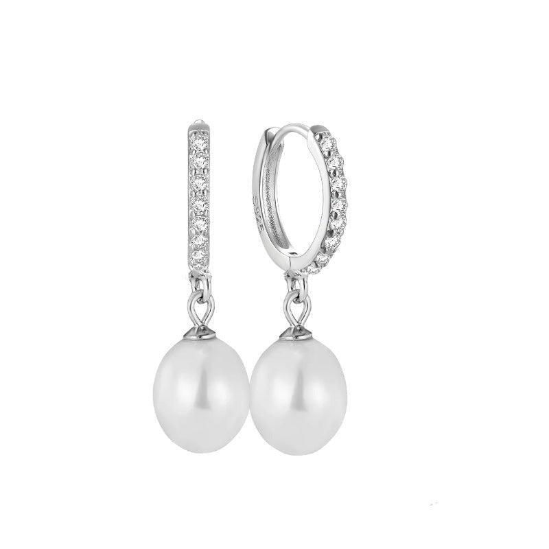 GM3500W Dangle Earrings in Platinum Plated Silver with Zirconia
