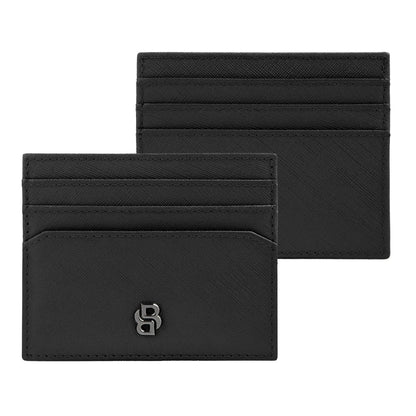 HUGO BOSS HLC526A Καρτοθήκη Double B Saffiano Black Card Holder