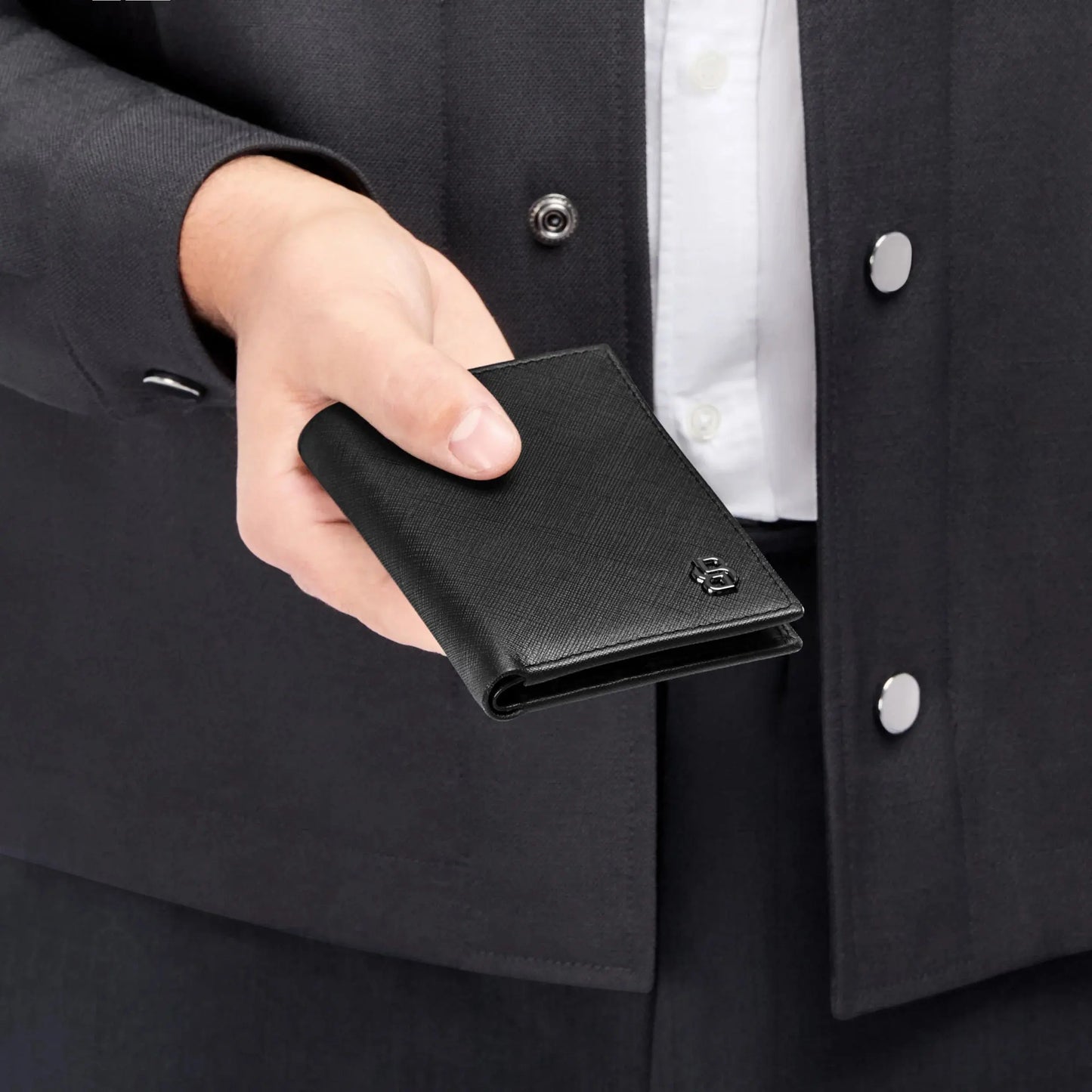 HUGO BOSS HLE526A Καρτοθήκη Double B Saffiano Black Card Holder