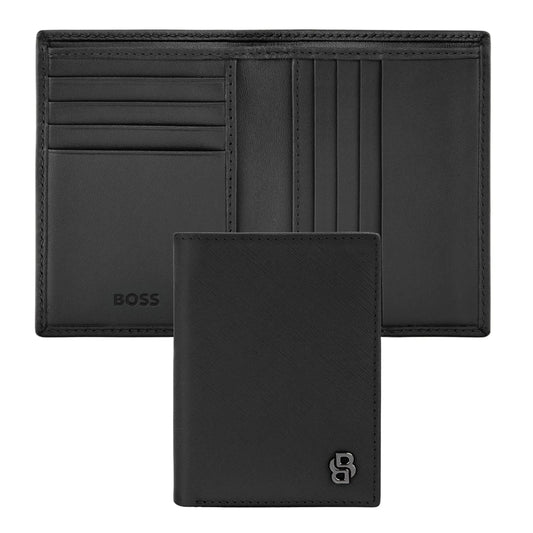 HUGO BOSS HLE526A Καρτοθήκη Double B Saffiano Black Card Holder
