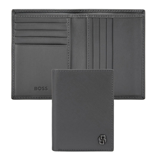HUGO BOSS HLE526H Καρτοθήκη Double B Saffiano Grey Card Holder