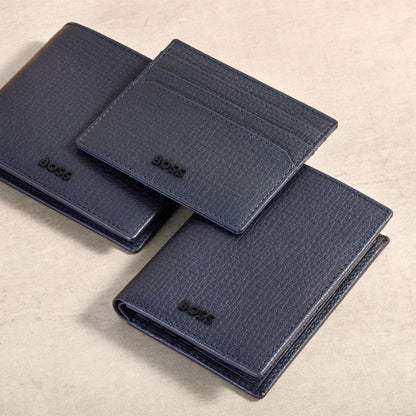 HUGO BOSS HLE632N Καρτοθήκη Grid Blue Folding Card Holder