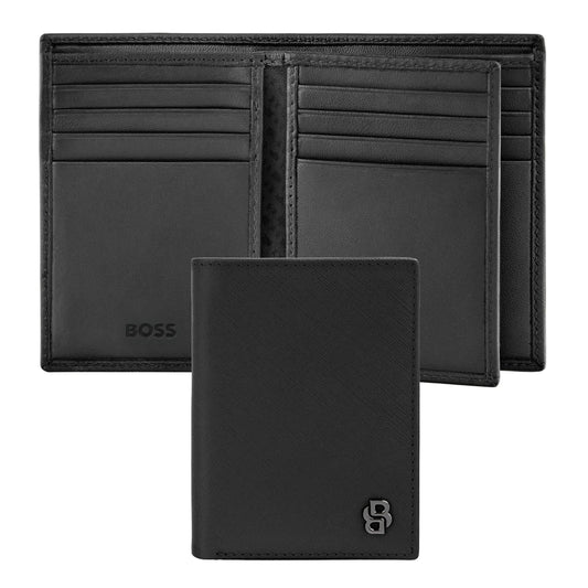 HUGO BOSS HLF526A Καρτοθήκη Double B Saffiano Black Card Holder