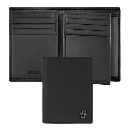 HUGO BOSS HLG526A Καρτοθήκη Double B Saffiano Black Card Holder
