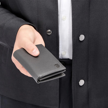 HUGO BOSS HLG526H Καρτοθήκη Double B Saffiano Grey Card Holder
