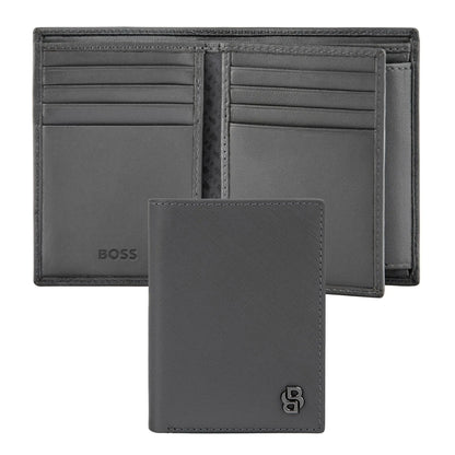 HUGO BOSS HLG526H Καρτοθήκη Double B Saffiano Grey Card Holder