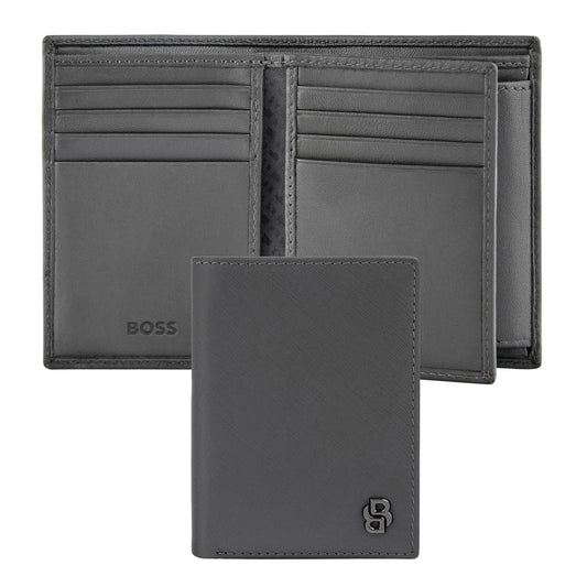 HUGO BOSS HLG526H Καρτοθήκη Double B Saffiano Grey Card Holder