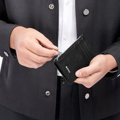 HUGO BOSS HLK518A Καρτοθήκη Zip Classic Grained Black Card Holder