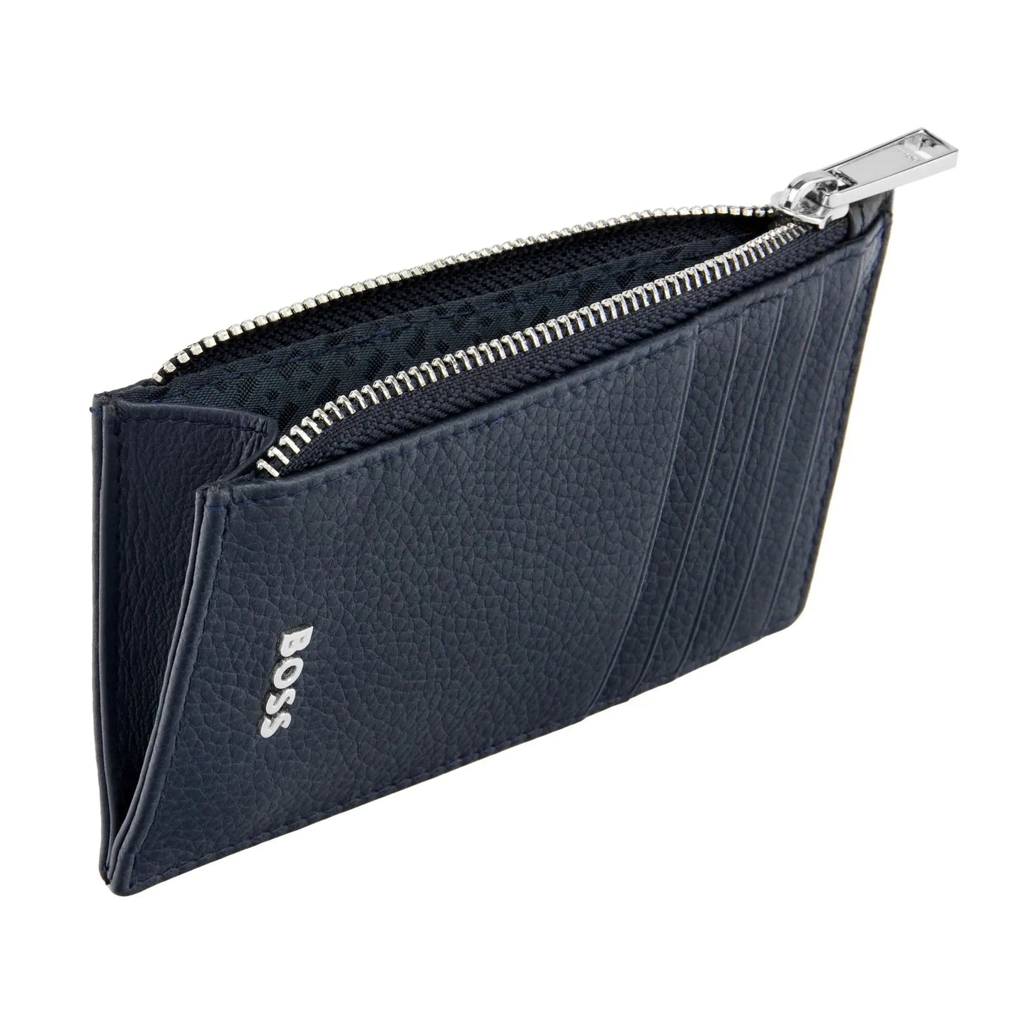 HUGO BOSS HLK518N Καρτοθήκη Zip Classic Grained Navy Card Holder