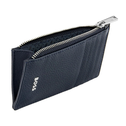 HUGO BOSS HLK518N Καρτοθήκη Zip Classic Grained Navy Card Holder