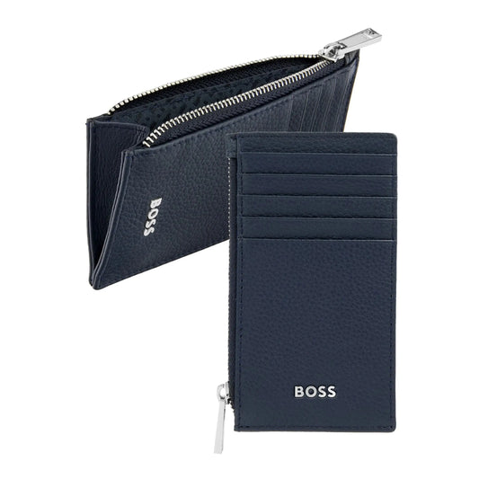HUGO BOSS HLK518N Καρτοθήκη Zip Classic Grained Navy Card Holder