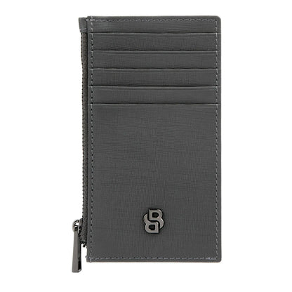 HUGO BOSS HLK526H Καρτοθήκη Zip Double B Saffiano Grey Card Holder