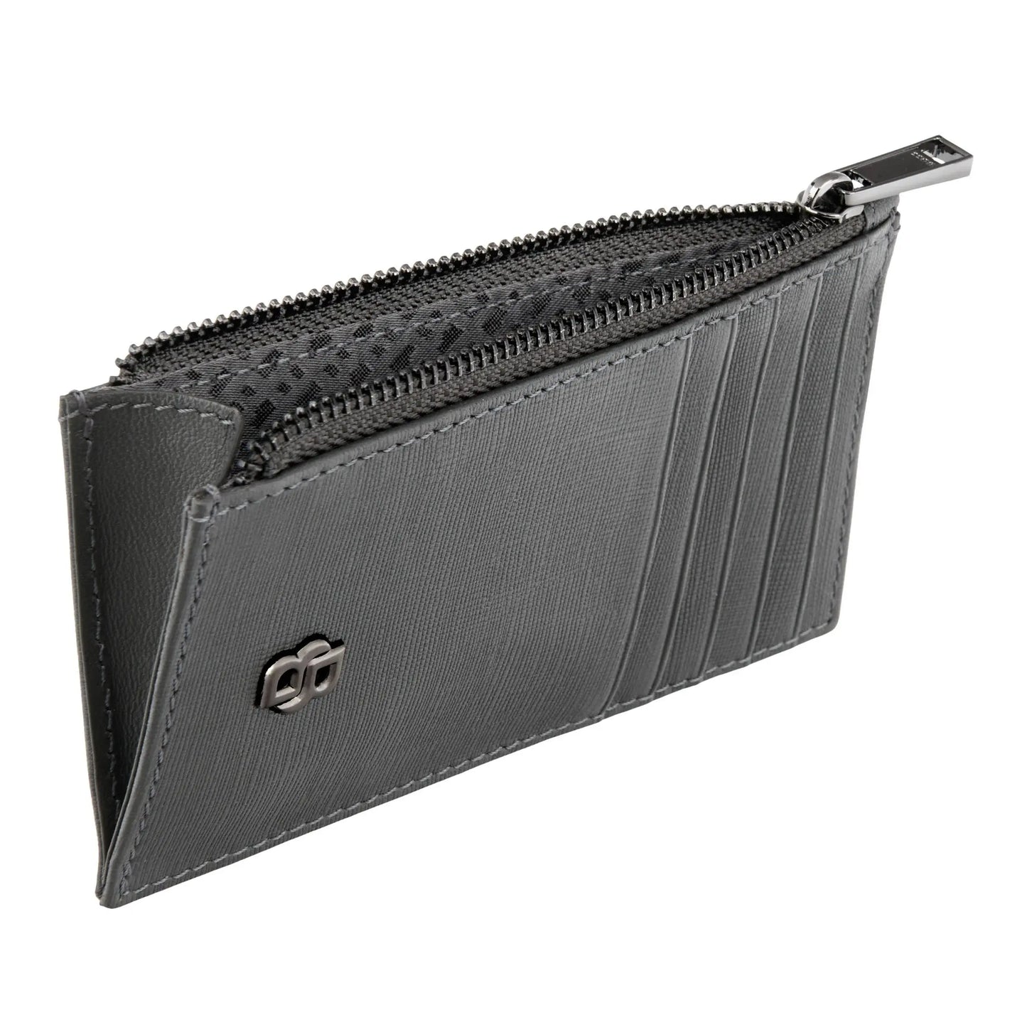 HUGO BOSS HLK526H Καρτοθήκη Zip Double B Saffiano Grey Card Holder