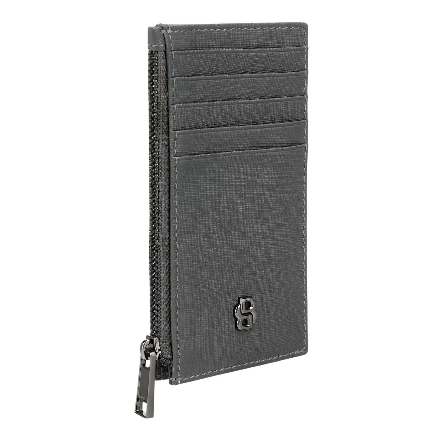 HUGO BOSS HLK526H Καρτοθήκη Zip Double B Saffiano Grey Card Holder