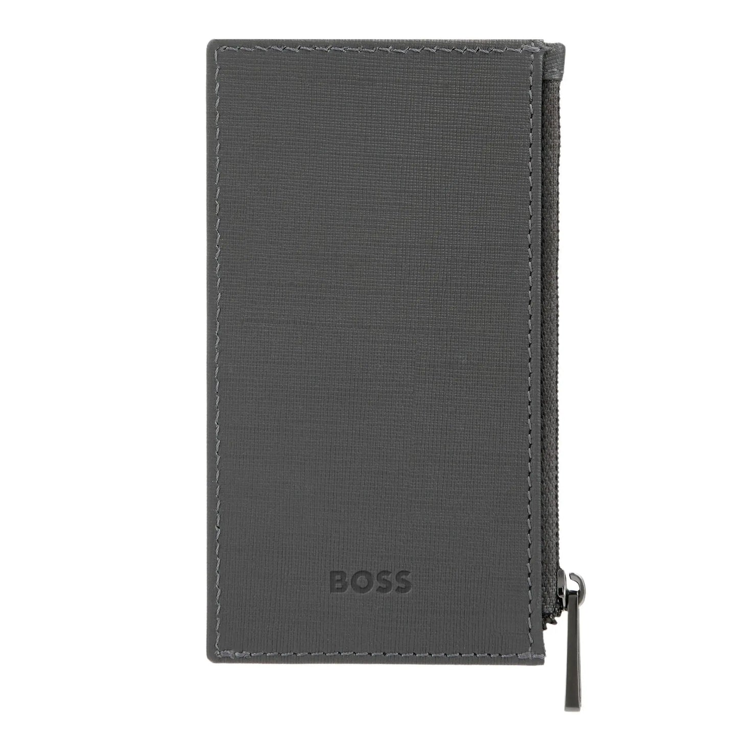 HUGO BOSS HLK526H Καρτοθήκη Zip Double B Saffiano Grey Card Holder