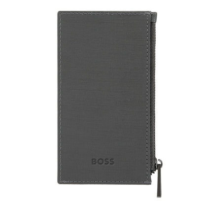 HUGO BOSS HLK526H Καρτοθήκη Zip Double B Saffiano Grey Card Holder
