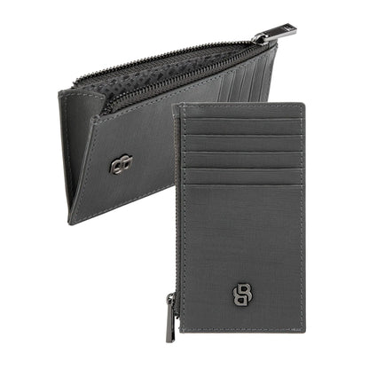 HUGO BOSS HLK526H Καρτοθήκη Zip Double B Saffiano Grey Card Holder