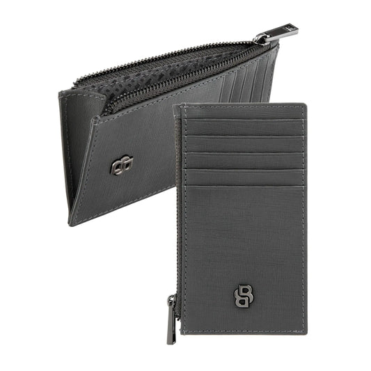 HUGO BOSS HLK526H Καρτοθήκη Zip Double B Saffiano Grey Card Holder