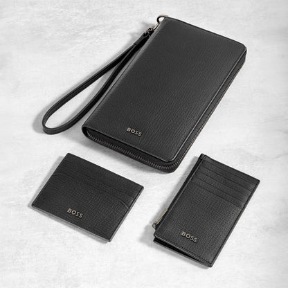 HUGO BOSS HLK632A Καρτοθήκη Grid Black Zip Card Holder