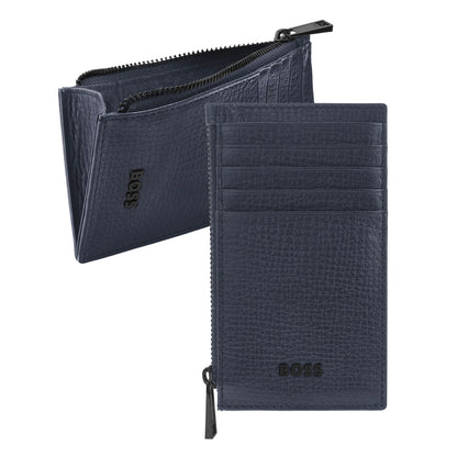 HUGO BOSS HLK632N Καρτοθήκη Grid Navy Zip Card Holder