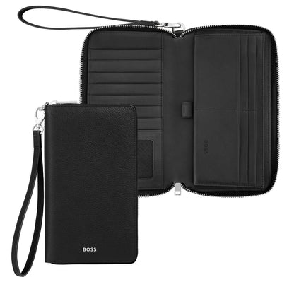 HUGO BOSS HLL518A Πορτοφόλι Classic Grained Black Travel Wallet