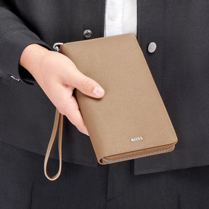 HUGO BOSS HLL518X Πορτοφόλι Classic Grained Camel Travel Wallet