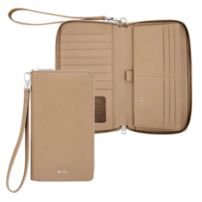 HUGO BOSS HLL518X Πορτοφόλι Classic Grained Camel Travel Wallet