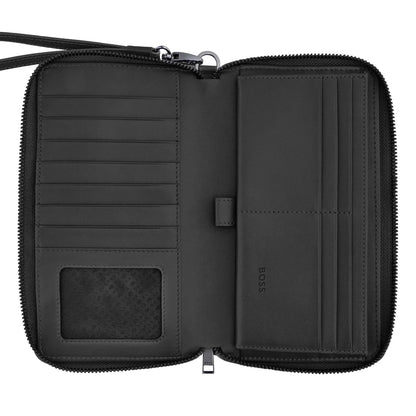 HUGO BOSS HLL526A Πορτοφόλι Double B Saffiano Black Travel Wallet