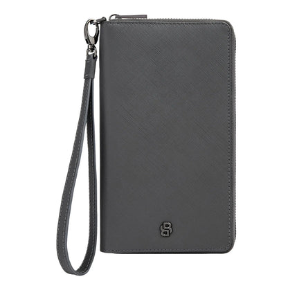 HUGO BOSS HLL526H Πορτοφόλι Double B Saffiano Grey Travel Wallet