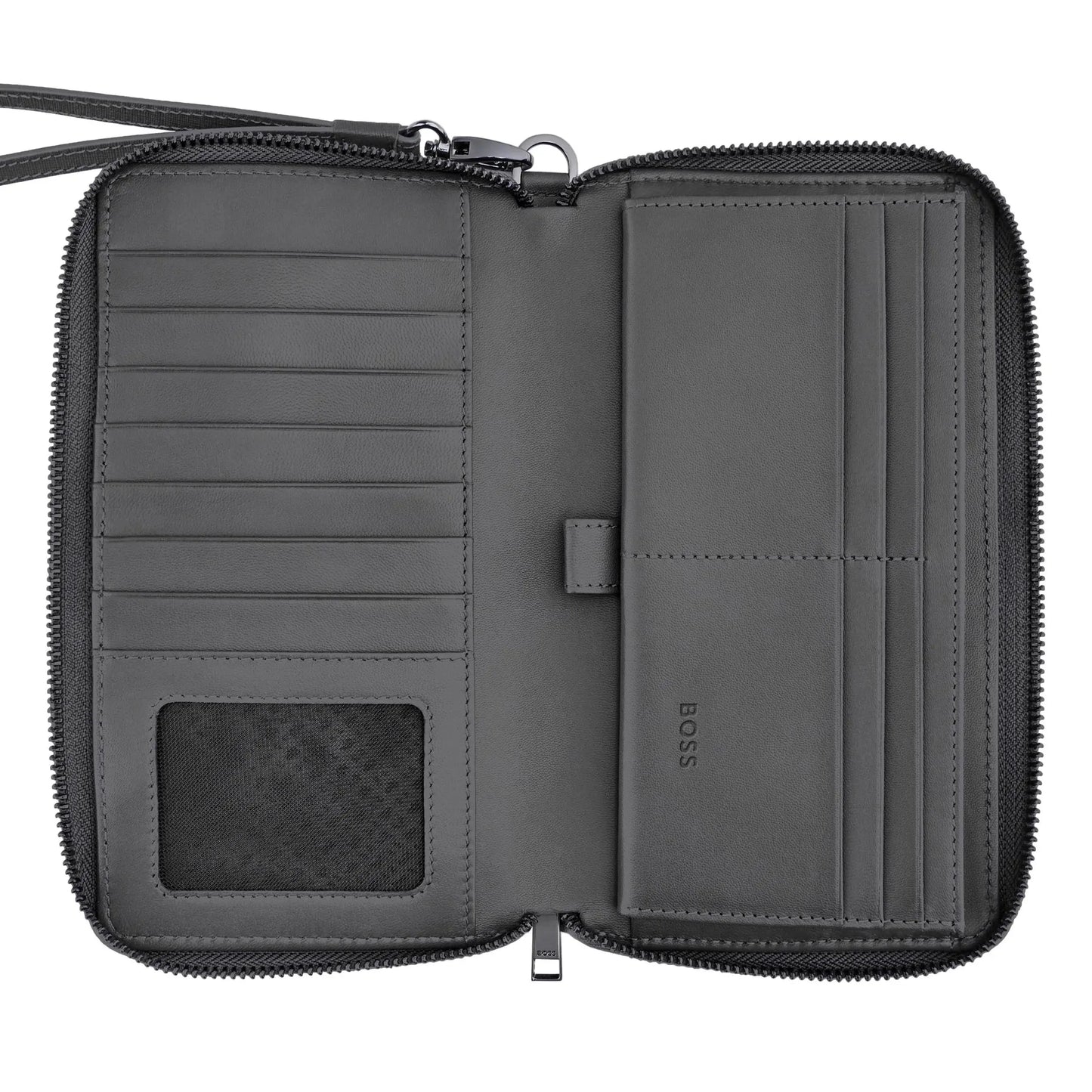 HUGO BOSS HLL526H Πορτοφόλι Double B Saffiano Grey Travel Wallet