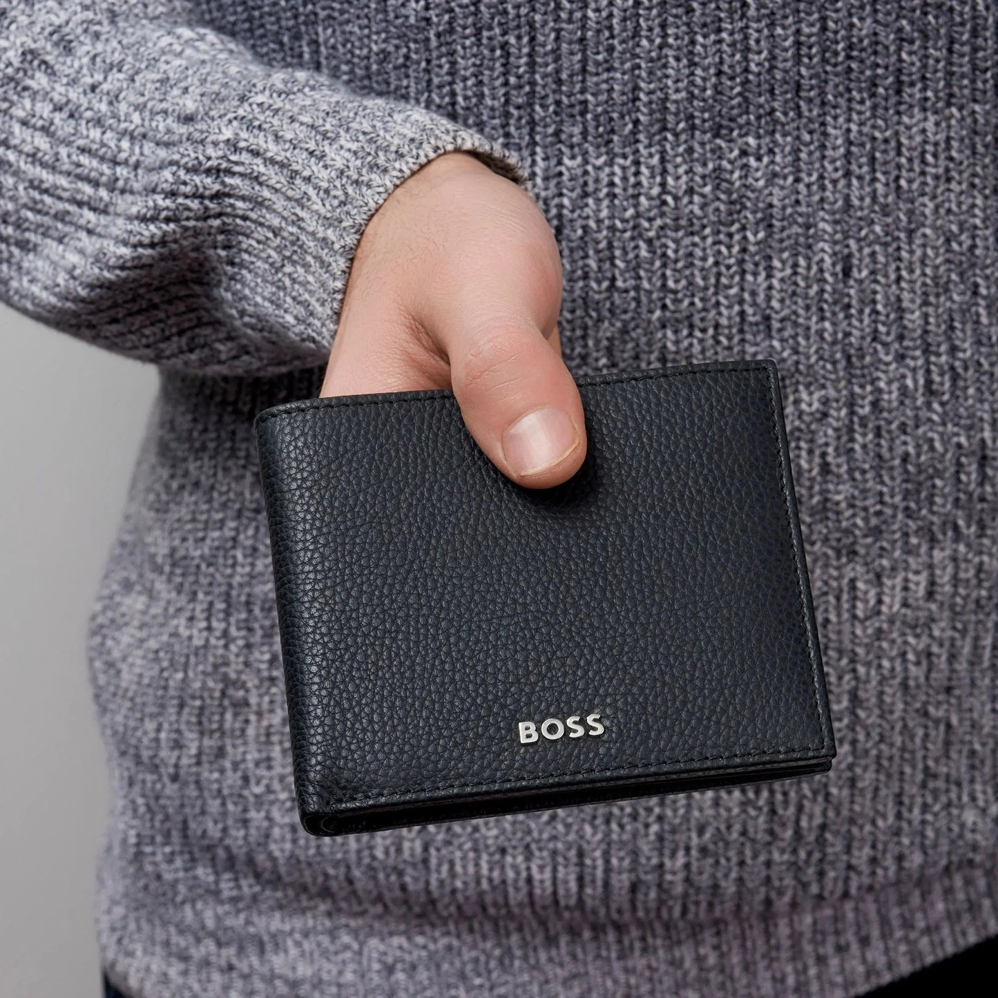 HUGO BOSS HLM416A Πορτοφόλι Grained Black Wallet