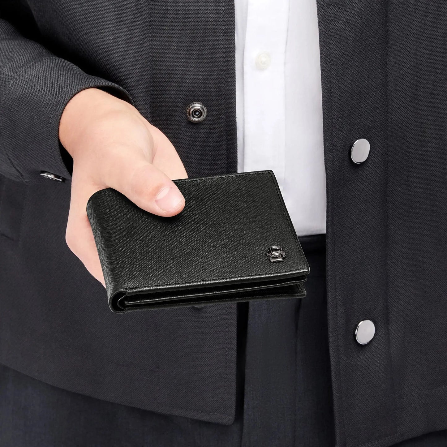 HUGO BOSS HLN526A Πορτοφόλι Double B Saffiano Black Money Wallet