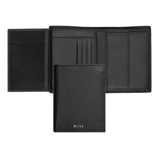 HUGO BOSS HLO416A Πορτοφόλι Vertical Flap Classic Grained Black Wallet
