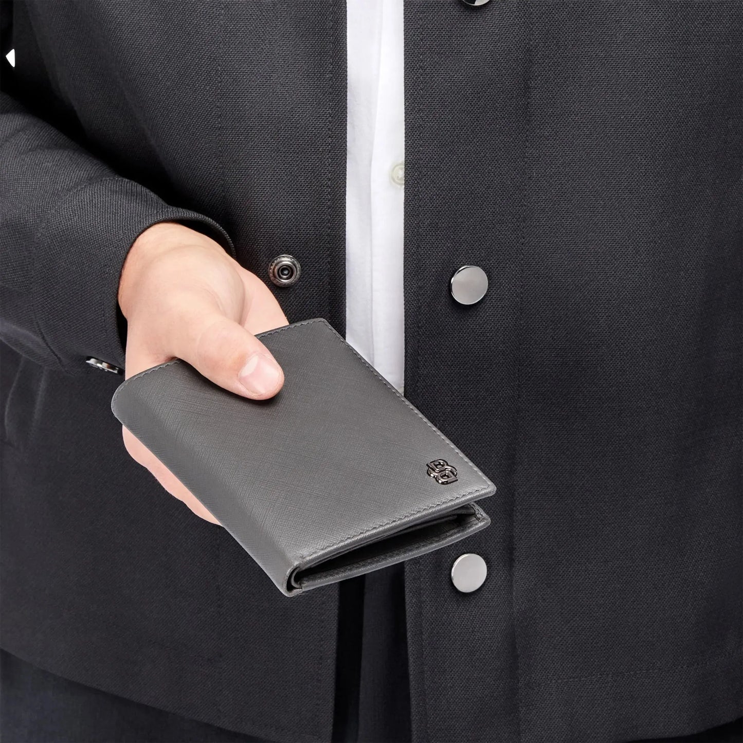 HUGO BOSS HLO526H Πορτοφόλι Double B Saffiano Grey Wallet