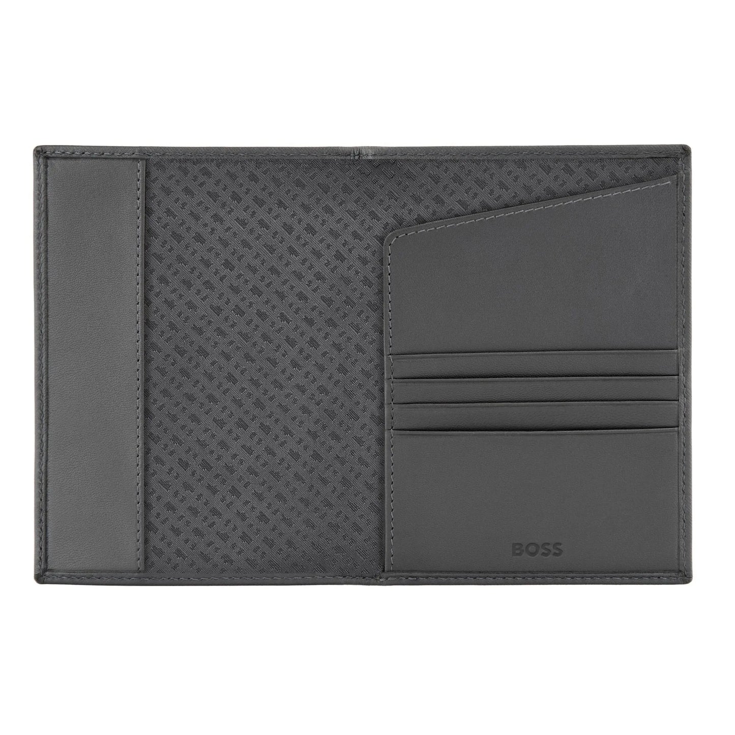 HUGO BOSS HLP526H Passport Holder Double B Saffiano Grey